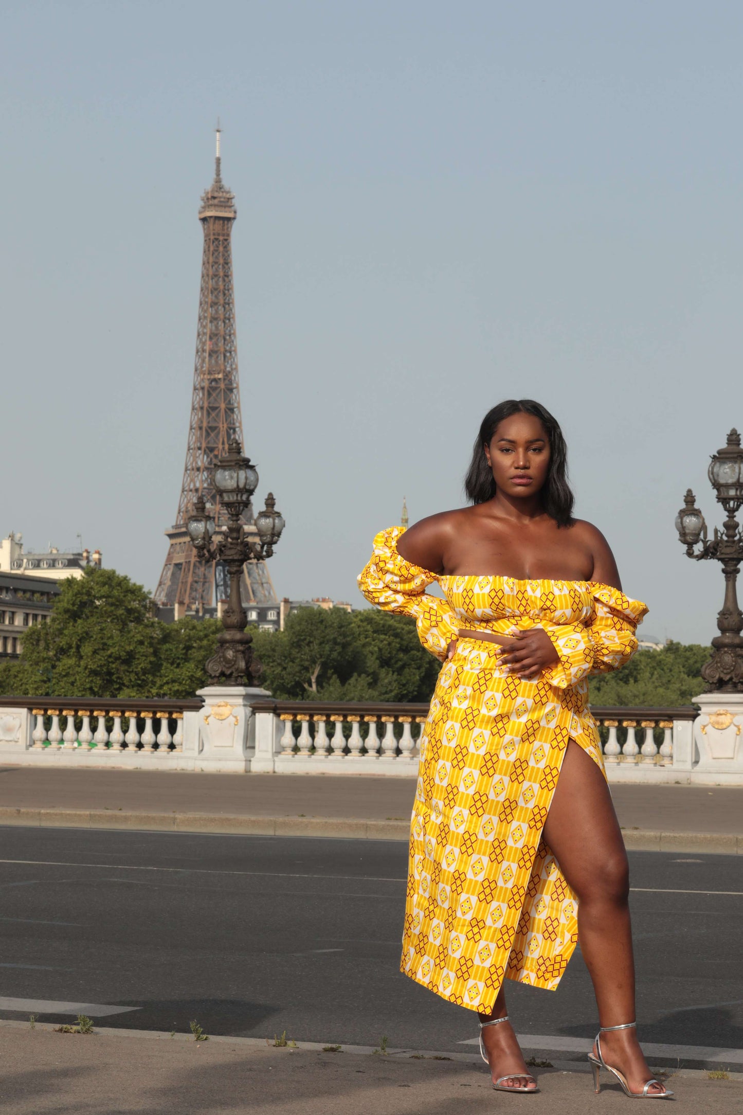 Crop top Haut oprah jaune et blanc